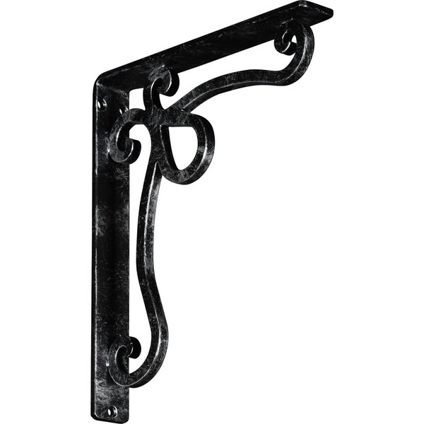 Ekena Millwork Orleans Wrought Iron Bracket, (Single center brace), Antiqued Silver 1 1/2"W x 10"D x 12"H BKTM01X10X12SOLASV - main